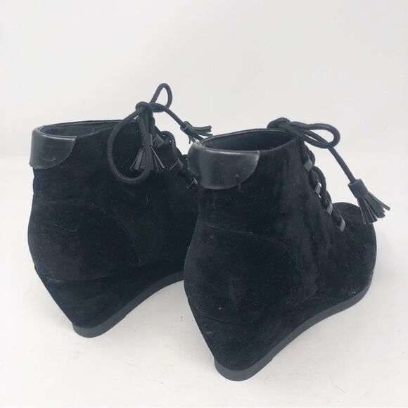 MADDEN GIRL | Black Deenna Velvet Lace Up Wedge Boots NEW Women’s Size 8 - Picture 7 of 11